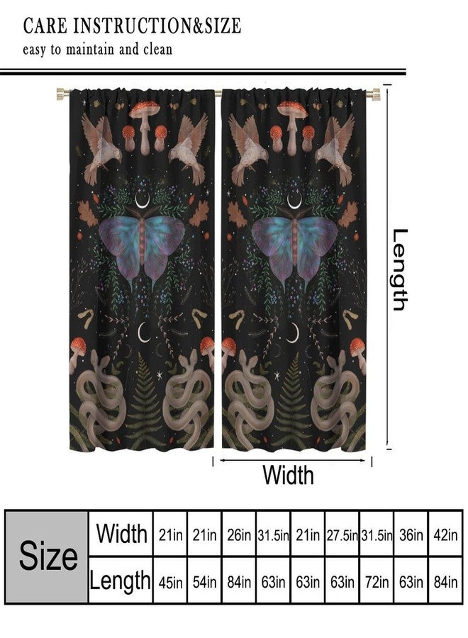 KANEPE Snake Curtains, Vintage Snake Mushroom Botanical Moth Gothic Style Window Treatments, Rod Pocket Thermal Insulated Drapes 2 Panel Sets for Bedroom Living Room Kitchen, 42" W x 45" L【Decor】 - Image 2